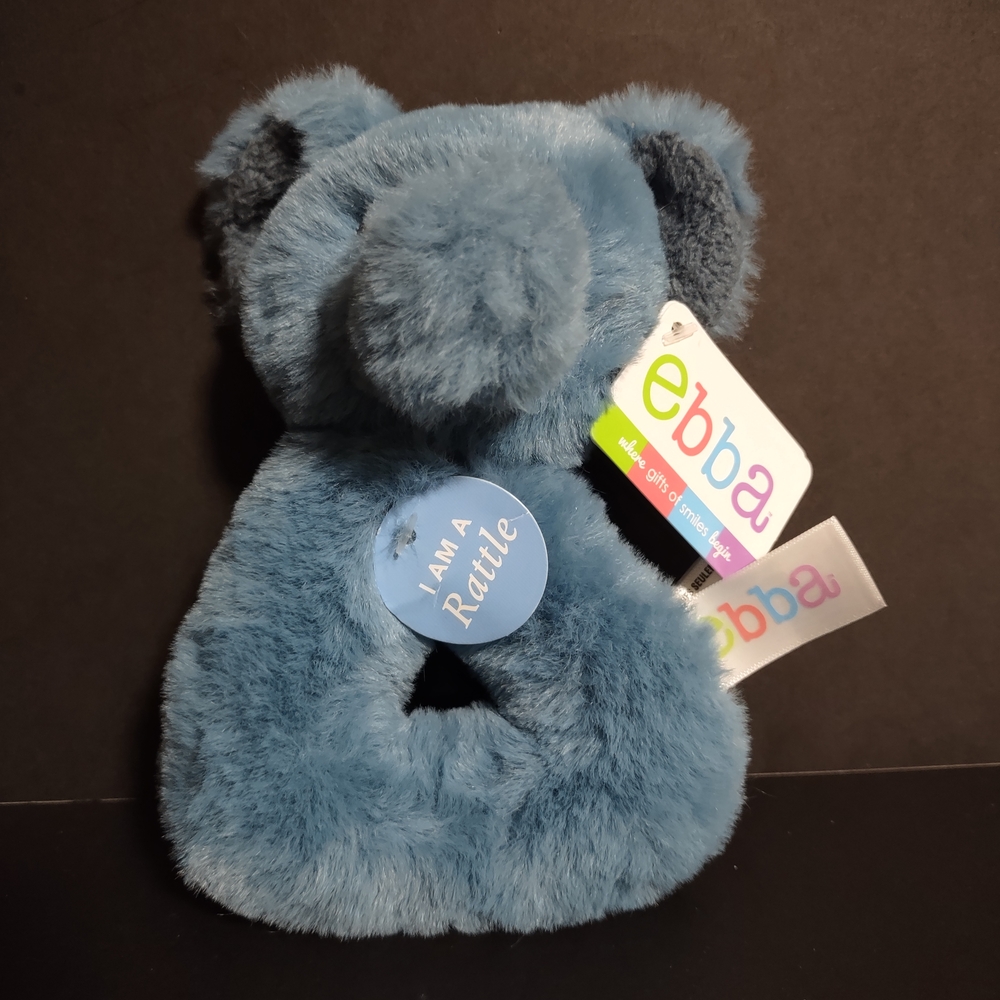 New Ebba Blue Elephant Rattle Plush NWT by Aurora